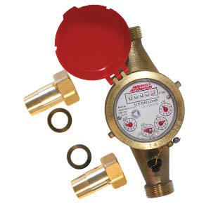 3/4 HOT Water Meter Lead Free Brass, NSF Certified, Multi-Jet, Gallons Horizontal Installation