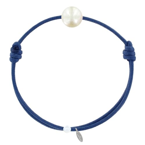 LES POULETTES BIJOUX - Bracelet La Perle de Culture Blanche des Poulettes - Classics - Bleu Jean
