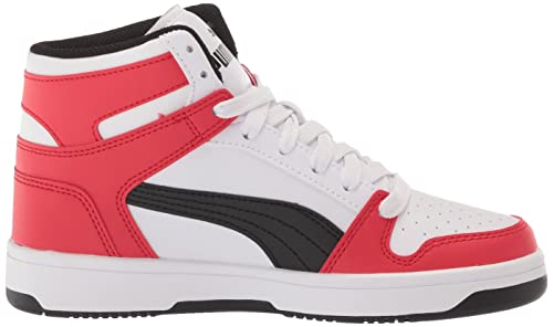 Image of PUMA mens Rebound Layup Sneaker, White- Black-high Risk Red, 9.5 US