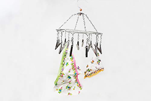 Image of HAZEL Cloth Hanger Stainless Steel With 15 Clips, 23 X 23 X 4 Centimeters