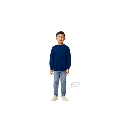 Gildan Youth Fleece Crewneck Sweatshirt, Style G18000B, Navy, Medium - image 3
