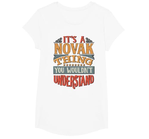 Novak Name T-Shirt, Girls, White, Small