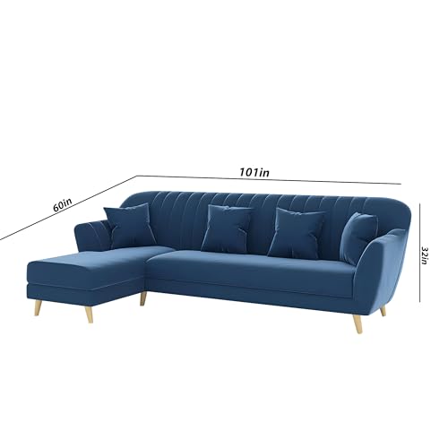 Image of Atticus LHS 6 Seater L Shape Sofa Set for Living Room (Blue Fabric) Premium Fabric Sofa Set