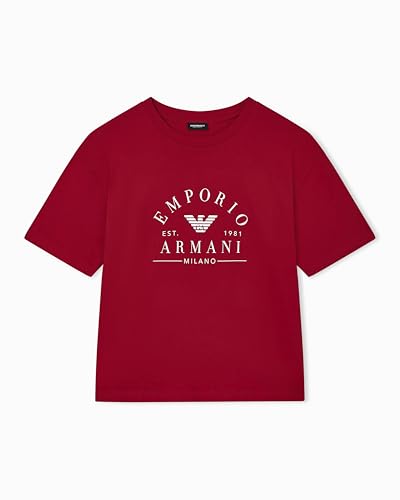 Emporio Armani T-Shirt à col Rond emblématique Logoband pour Femme, Rouge, Taille M, Rouge, M