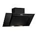 Klarstein Zola - Campana extractora de pared, Aspiración/Ventilación, 3 Niveles intensidad, Filtro grasa de aluminio, Iluminación LED, Extracción hasta 640 m³/h, Potencia 210 W, 90 cm, Negro