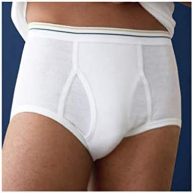 Men's Cotton Briefs, Full Cut, Pack of 6, White, Size 322