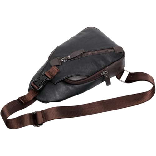 Paquet bandoulière pour homme en cuir PU fini les poches pleines sac à dos compact noir outdoor