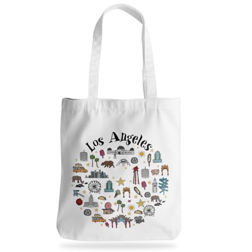 jeilink New York Chicago Nashville Itália Paris Los Angeles Las Vegas Lembranças Presentes de viagem Bolsa de praia Bolsa de fim de semana, Losangelesimpression, 13.8 L x 16 H inches