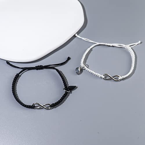 Image of COLORFUL BLING 2Pcs Infinity Distance Couple Braided Handcrafted Luck Bracelet Bangle Adjustable Rope His and Hers Wristband Wrist Jewelry