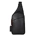 Produktbild DAVIDOFF ESSENTIALS Sling Bag Schwarz  moderne Herren Umhängetasche aus feinem Leder  hochwertiger Schulterrucksack mit Reißverschluss