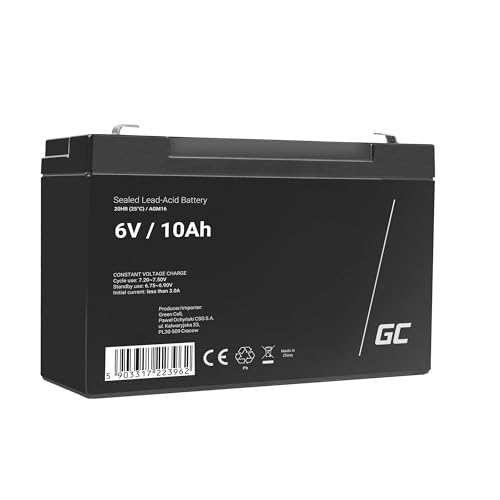 Green Cell® AGM 6V 10Ah Akku VRLA Blei-Batterie Bleiakku Ersatzakku Gelakku Akkubatterie Zyklenfest Unbemannt Spielzeug, Elektro Spielzeug, Alarm, Notstrom, Kinderfahrzeuge, Kinder-Quad