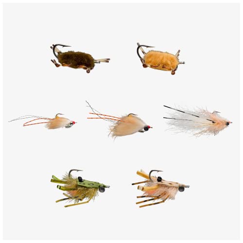 RIO PRODUCTS Permit Fly Assortment, Saltwater Fly Fishing Flies for Beaches and Flats, Multiple Sizes and Colors, 7 Piece Kit
