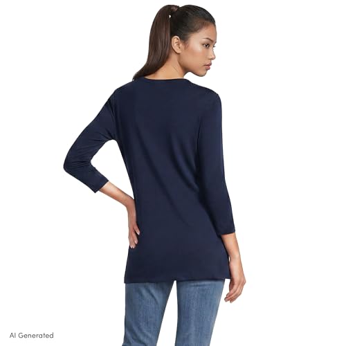 Image of Lands' End Women's 3 /4 Sleeve Supima Cotton Crewneck Tunic