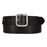Eddie Bauer Women's Casual Leather Belts with Durable Metal Buckle, Center Bar - Black, Medium