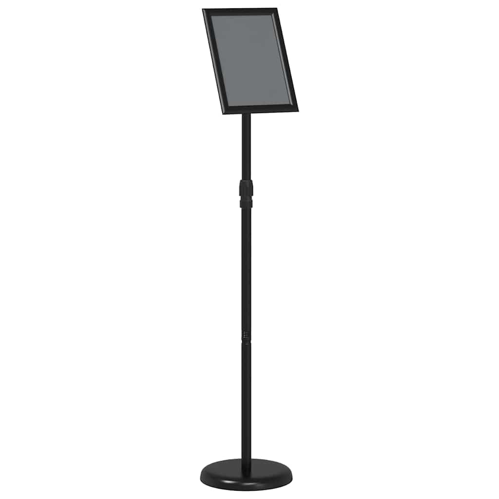 Support d'exposition en aluminium noir réglable en hauteur 95-128 cm pour foires et événements 25 x 25 x 125 cm