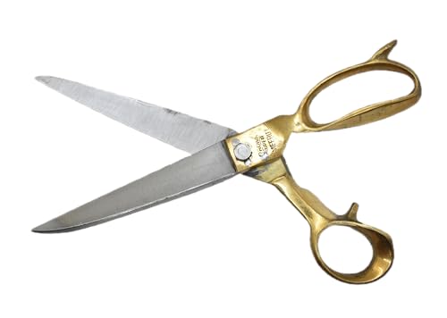 Image of HUNNY- BUNCH Crown Premium Sturdy Sharp Stainless Steel Scissor with Heavy Brass Handle for Tailoring Clothes and Fabric (12 INCH) with Free 50 cm of Muslin /Markin Fabric for Home Use.