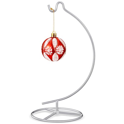 Baderke Ornament Display Stand Ornament Hanger Holder Glass Ball Air Plant Holder Hanging Terrarium Stand for Christmas Wedding Home Office Decor 10.43 H(Silver)
