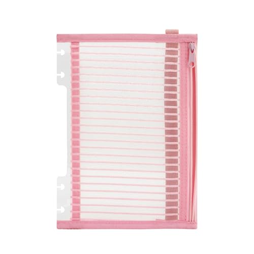 ITSYHPRO Discbound Accessoire pour carnet de notes, planificateur, 13,3 x 18,8 cm, pochette zippée B6 pour organiseur de planificateur (rose, rayé)