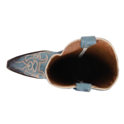 Corral Boots Womens Blue Jean Embroidered Snip Toe Casual Boots Mid Calf Mid Heel 2-3" - Blue4