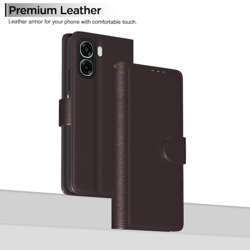 Image of Amazon Basics Flip Cover for Oppo K14x 5G / Oppo A6x 5G / Oppo A6s Leather Finish | Wallet Stand and Shock Proof | Inside TPU with Card Pockets | Complete Protection Flip Case (Coffee)