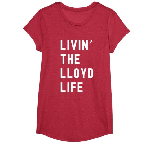 Lloyd Living The Lloyd Life Name T-Shirt, Girls, Red Heather, X-Small