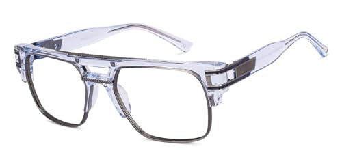 Image of Lenskart Studio Hip Hop Ft. Divine | Full Rim Hexagonal Zero Power Bluecut & Antiglare Computer Eyeglasses For Eye Protection And Strain | Men & Women | Large | LK E000046