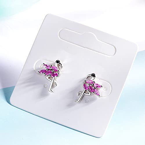 Dainty Flamingo Love Heart Bird Stud Earrings for Women S925 Sterling Silver Cubic Zirconia Small Studs Valentine for Lover for Girlfriend4