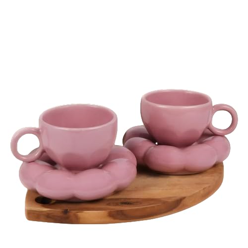 Lamoule ceramico Cloud/Sunflower Cup & Saucers Set (with Bubble Shape Saucer/Plate)| Tea/Milk/Coffee Mug | Perfect to Best Friend Gift, | Microwave & Dishwasher Safe (Pink Colour) Pack of 2 (B0DC3T562R) Amazon Price History, Amazon Price Tracker