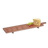 Spetebo XXL Käsebrett auf Füßen mit Griff - 100 x 26 cm - Holz Servierbrett mit Standfuß - Servierplatte Servierbrett Käseplatte Wurstplatte natur Tapas Brett lebensmittelecht