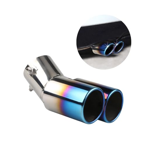 Ponteira Escapamento Universal Dupla, Aço Inoxidável, Diâmetro 58mm (Ponta Azul)