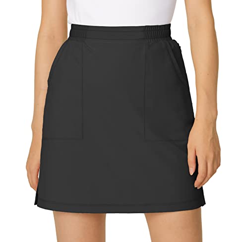 Lastfor1 Women's Golf Skorts Lightweight Athletic Skirts Upf 50+ Elastic Waist With Shorts For Casual Outdoor Tennis Black Xl #TOP26