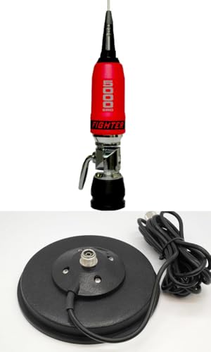 Sirio Performer 5000 PL 10m & CB Mobile Antenna with Sirio Mag 145 PL Mag Mount (Red)