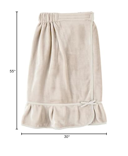 Image of Bella Sleep + Spa Ultra Soft Plush Luxury Spa Shower Bath Wrap with Adjustable Closure, One Size, Flax