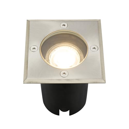 TELEFUNKEN - Bodeneinbaustrahler Außen IP67 Wasserdicht, gehärtetes Glas, GU10 Fassung, Bodenstrahler, Terrassenbeleuchtung, Bodenspot,...