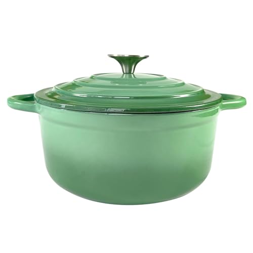 Dutch Oven with Lid, 3 Qt Cast Iron Pot in Green