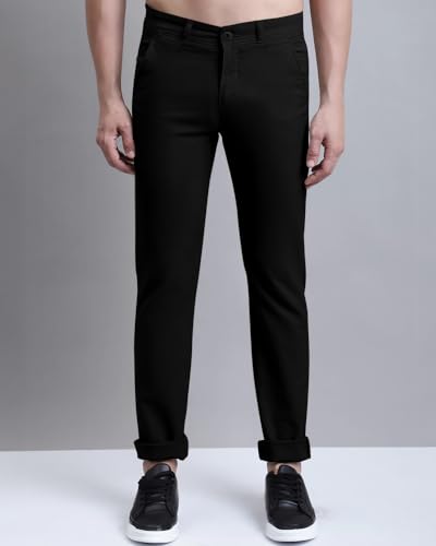 Image of EYEBOGLER Mens Solid Regular Fit Formal Pant
