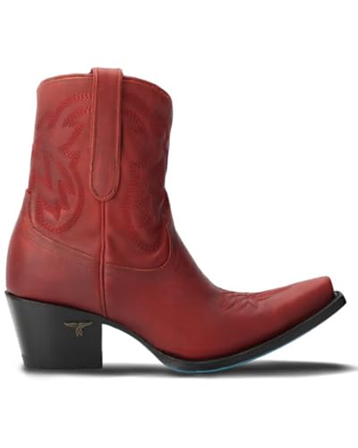 Lane Womens Smokeshow Embroidered Snip Toe Bootie Casual Boots Ankle Mid Heel 2-3" - Red2