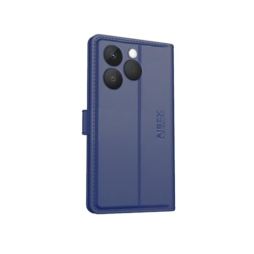 Image of AIBEX Compatible for Realme 15T 5G Flip Cover Leather Finish | Inside TPU with Card Pockets | Wallet Stand | Complete Protection Flip Case Blue