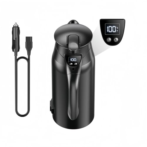 KDBT �ԍړd�C�P�g�� 12V/24V���p 1200ml ��e�� �� �|�b�g �J�[�|�b�g �Ԓ��� �ԍڗp �X�e�����X���_ �}�����M LED�\�� �ۉ��@�\�t�� ���������|�b�g �g���x���P�g�� �u���b�N (0.8L,�u���b�N)