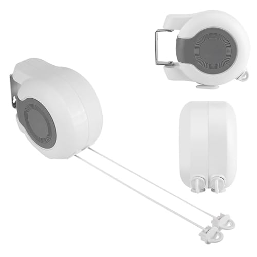 Top Home Solutions® Retractable Washing Line - 2 x 15m Wall Mounted Twin Cable Clothes Line, Heavy Duty 30 Mtr Extendable Drying Space Laundry Line For Indoor & Outdoor (Double Line)