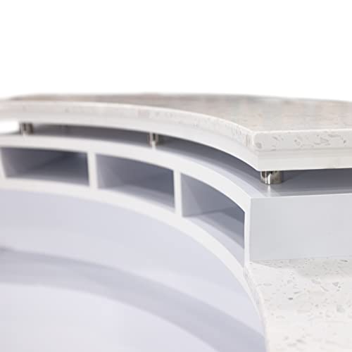 Mayakoba Napa Reception Desk Square Table With Led Light And Marble Top, Office Restaurant Beauty Spa Salon Furniture, Luxe White/Silver Accents #TOP4