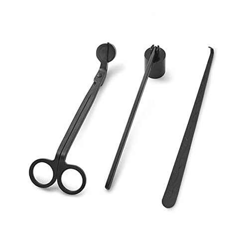 BFYDOAA Set of 3 Candle Accessory Set - Candle Wick Trimmer, Candle Snuffer, Candle Dipper, Candle Care kit for Scented Candles Lovers Gift(Black)