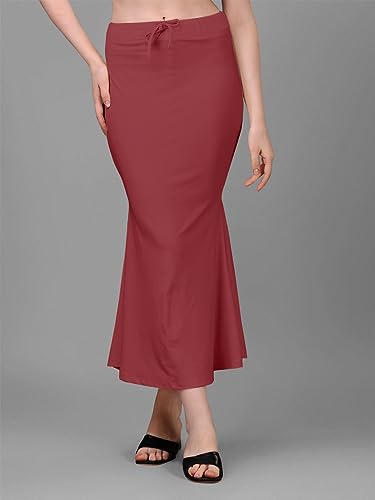 Image of Women's Saree Shapewear Petticoat, Cotton Blend Stretchable Mermaid Skirt, High Waist Tummy Control, Smooth Curve Fit with Adjustable Drawstring