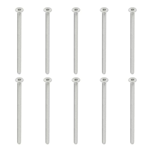 PATIKIL M4 x 70mm Flat Head Socket Cap Screws, 10 Pack 304 Stainless Steel 18-8 Machine Screws Flat Countersunk Bolts Hex Socket Drive Fasteners Grade 6.8