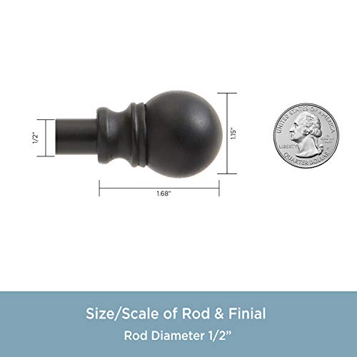 Kenney 55929 Davenport Petite Café Decorative Window Curtain Rod, 48-86", Matte Black #TOP2