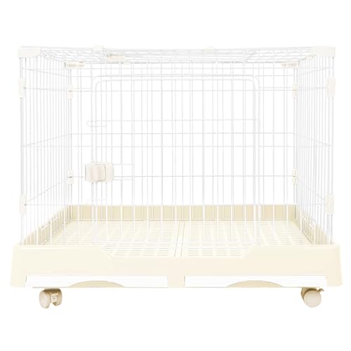 N&S ペットケージ 小動物用 犬用 猫用 ケージ キャスター付き 引き出しトレー 屋根付き 天窓付き トイレ付き 組立簡単 掃除簡単 うさぎ ネコ 小型犬 ハムスター 多頭飼い対応 C10080-1S (アイボリー)