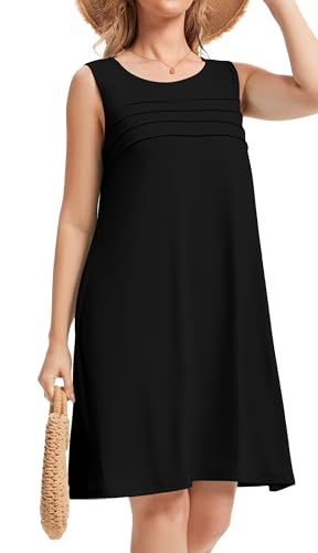 Image of CHICGAL Womens Summer Dresses Casual Loose Pleated Front Tshirt Sleeveless Tank Sundresses with Pockets 2026
