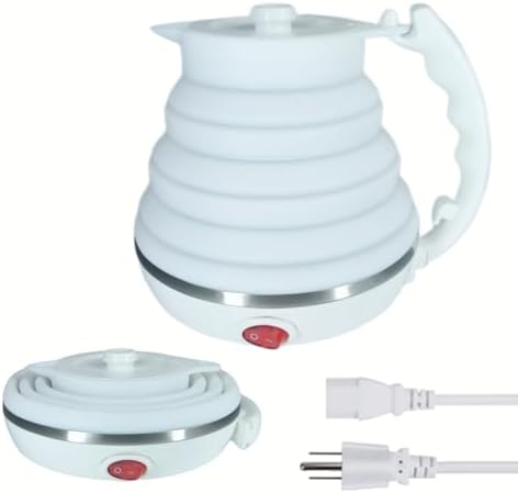 Collapsible Travel Kettle - 600ML Foldable Electric Kettle Dual Voltage For Tea & Coffee, White