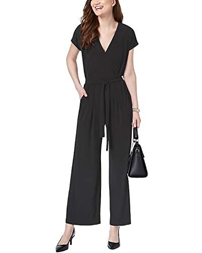 Alfani Womens Knit Surplice Jumpsuit Black, X-Large