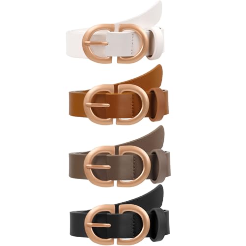 YARIEW 4 Pack Leather Belts for Women Women's Belts for Jeans Pants Stretchy Belt for Women Fashion Ladies Dress